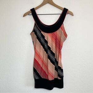 Heart Soul Y2K M Women’s Red Black Striped Sleeveless Flowy Tank Top Casual